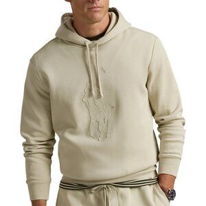 Polo Ralph Lauren Big Pony Double Knit Hoodie Mens 2XLT Leather Beige Embroidery